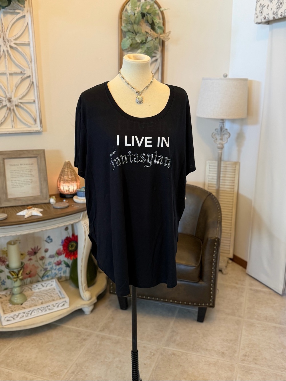 Disney Black "I Live in Fantasyland" Graphic Tee